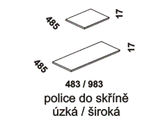 Police Country Inn do skříně - rozměrový nákres. Provedení: masivní borovice. Český výrobek. Vysoká kvalita. 